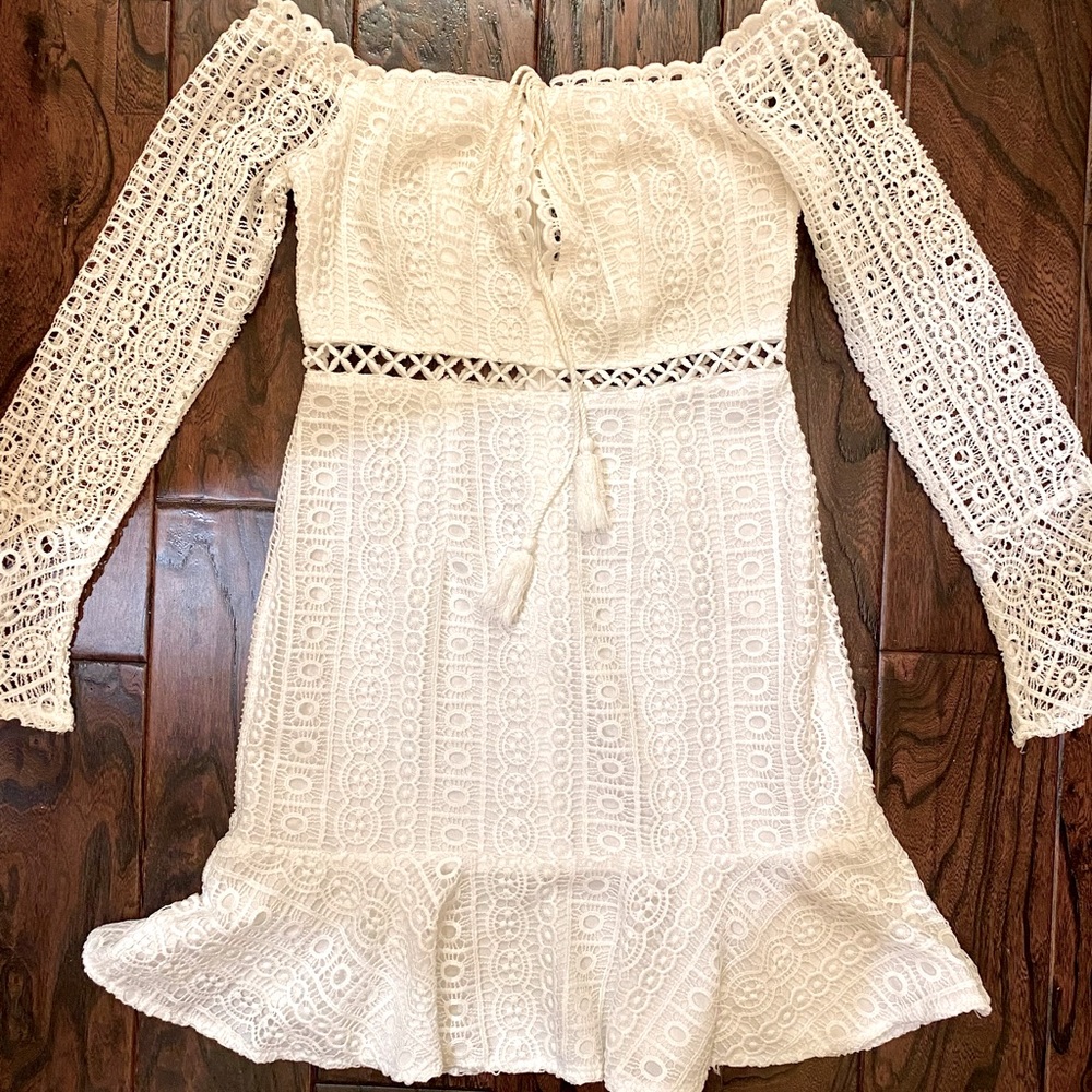 White Lace Off The Shoulder Dress